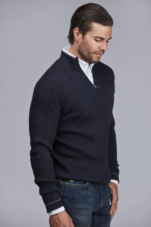 Hansen & Jacob Half Zip Mini Cable Knit Navy