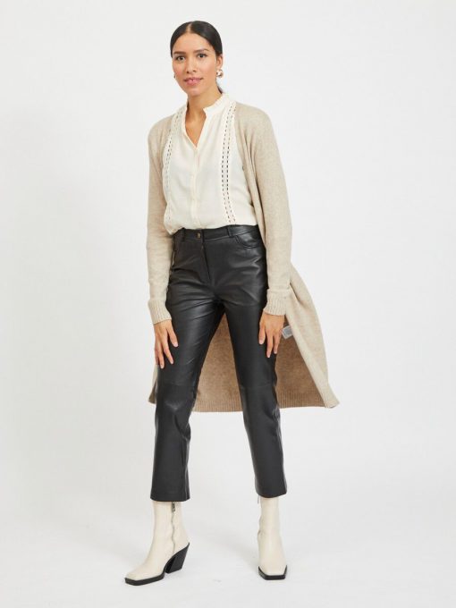 Vila Ril Long Knit Cardigan Natural Melange