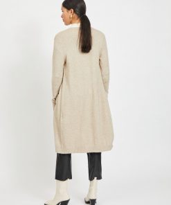 Vila Ril Long Knit Cardigan Natural Melange