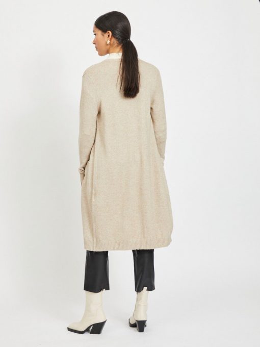 Vila Ril Long Knit Cardigan Natural Melange