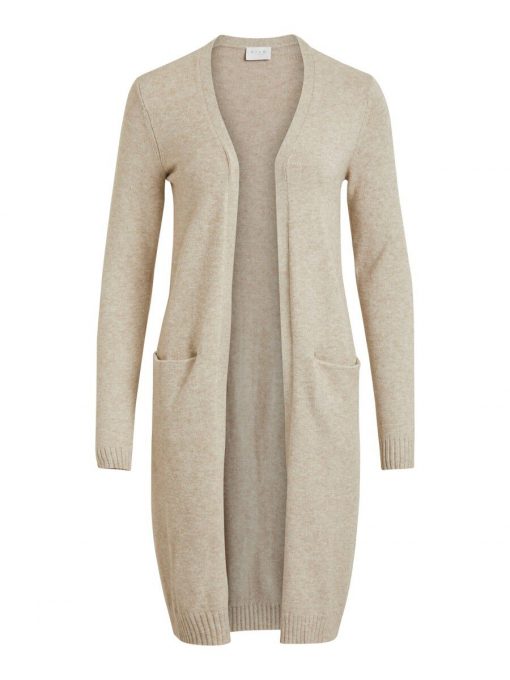 Vila Ril Long Knit Cardigan Natural Melange