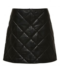 Selected Femme Isolde Leather Quilted Skirt Black