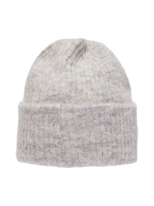 Selected Femme Lulu Linna Knit Beanie Light Grey Melange