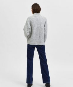 Selected Femme Sif Sisse Knit Highneck Light Grey Melange