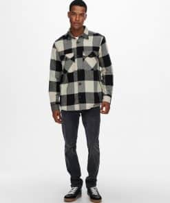 Only & Sons Milo Check Overshirt Black