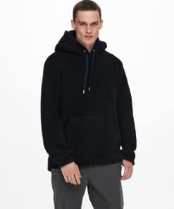 Only & Sons Remy Teddy Hoodie Black