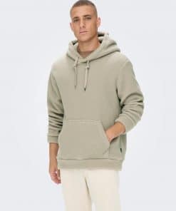 Only & Sons Remy Teddy Hoodie Grey