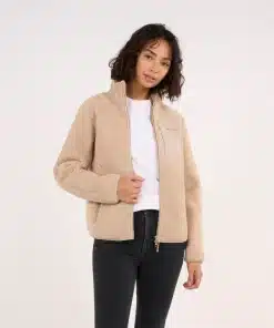 Knowledge Cotton Apparel Teddy High Neck Zip Jacket