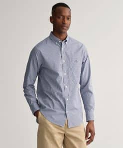 Gant Poplin Micro Gingham Shirt College Blue