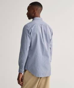 Gant Poplin Micro Gingham Shirt College Blue