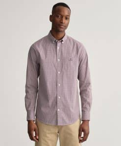 Gant Poplin Micro Gingham Shirt Plumped Red