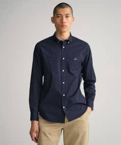 Gant Micro Print Shirt Evening Blue