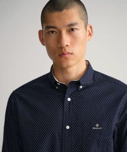 Gant Micro Print Shirt Evening Blue