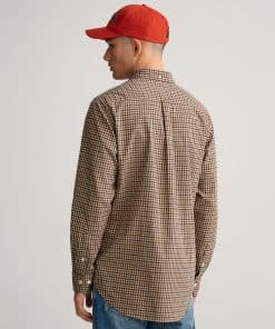 Gant Regular Fit Gingham Twill Shirt Hazelwood Beige