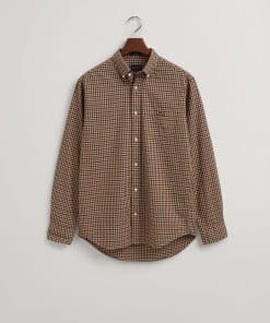 Gant Regular Fit Gingham Twill Shirt Hazelwood Beige