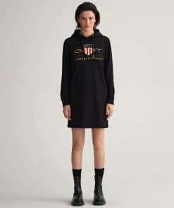 Gant Woman Archive Shield Hoodie Dress Black