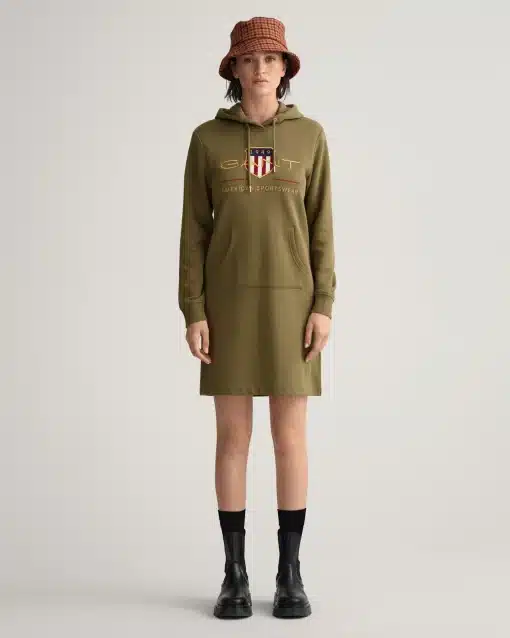 Gant Woman Archive Shield Hoodie Dress Hunter Green