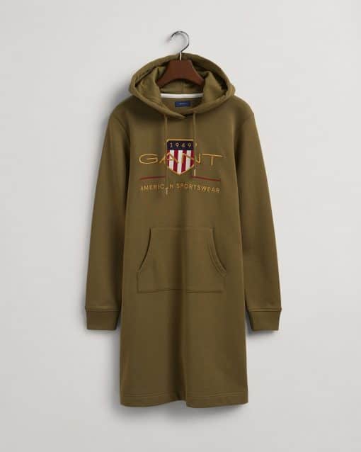 Gant Woman Archive Shield Hoodie Dress Hunter Green