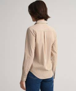 Gant Woman Broadcloth Striped Shirt Warm Khaki