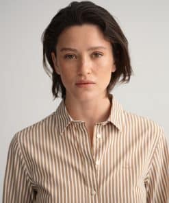 Gant Woman Broadcloth Striped Shirt Warm Khaki