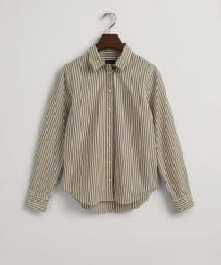 Gant Woman Broadcloth Striped Shirt Warm Khaki