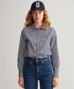 Gant Woman Broadcloth Striped Shirt Classic Blue