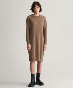 Gant Woman Superfine Lambswool Dress Mole Brown