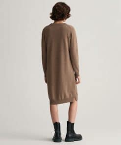 Gant Woman Superfine Lambswool Dress Mole Brown