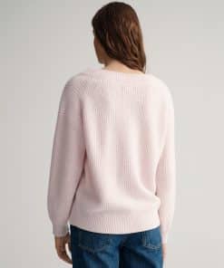 Gant Woman Wool Rib V-Neck Silver Peony