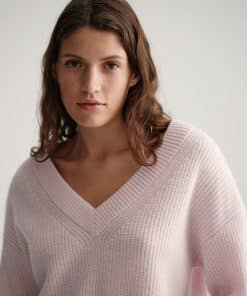 Gant Woman Wool Rib V-Neck Silver Peony