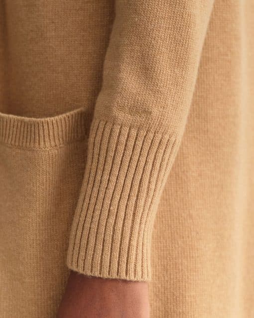 Gant Woman Long Wool Cardigan Warm Khaki