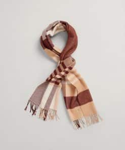 Gant Woman Big Check Scarf Toffee Beige