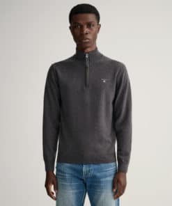 Gant Superfine Lambswool Half Zip Sweater Antracite Melange