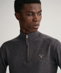 Gant Superfine Lambswool Half Zip Sweater Antracite Melange