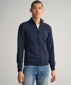 Gant Superfine Lambswool Half Zip Sweater Dark Navy Melange