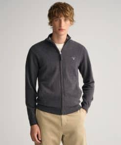 Gant Superfine Lambswool Zip Cardigan Antracit Melange