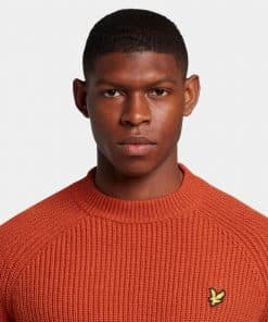 Lyle & Scott Shaker Stitch Mock Neck Jumper Victory Orange