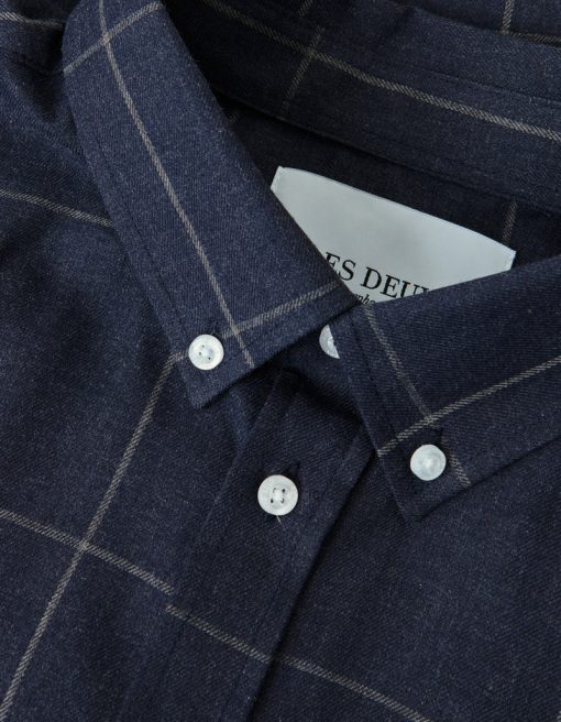 Les Deux Desert Reg Check Shirt Dark Navy