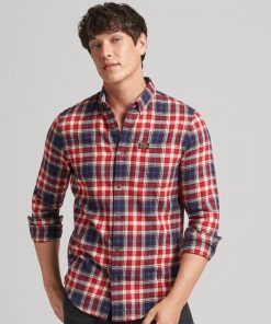 Superdry Organic Cotton Vintage Lumberjack Shirt Cedar Check Red Chili