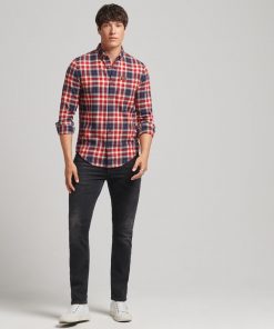 Superdry Organic Cotton Vintage Lumberjack Shirt Cedar Check Red Chili