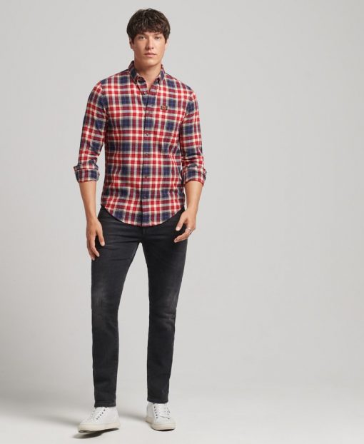 Superdry Organic Cotton Vintage Lumberjack Shirt Cedar Check Red Chili