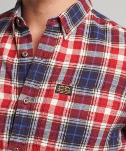 Superdry Organic Cotton Vintage Lumberjack Shirt Cedar Check Red Chili