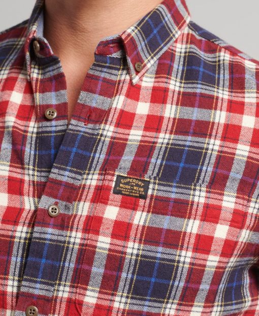 Superdry Organic Cotton Vintage Lumberjack Shirt Cedar Check Red Chili