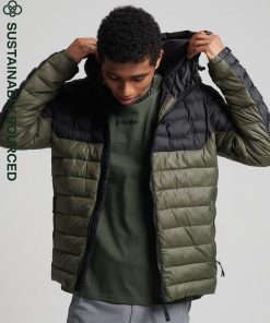 Superdry Radar Quilt Mix Padded Jacket Dark Moss