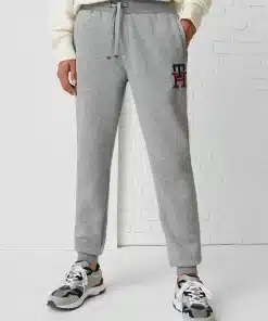 Tommy Hilfiger Embroidered Joggers Heathered Speckled Dark Grey