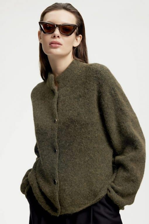 Gestuz Alphagz Short Cardigan Dark Olive Mélange