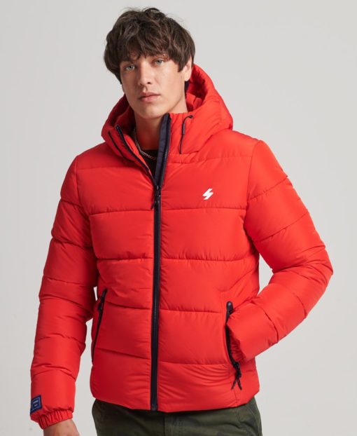 Superdry Sports Puffer Hooded Jacket Red