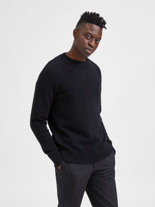 Selected Homme Rai Knit Crew Black
