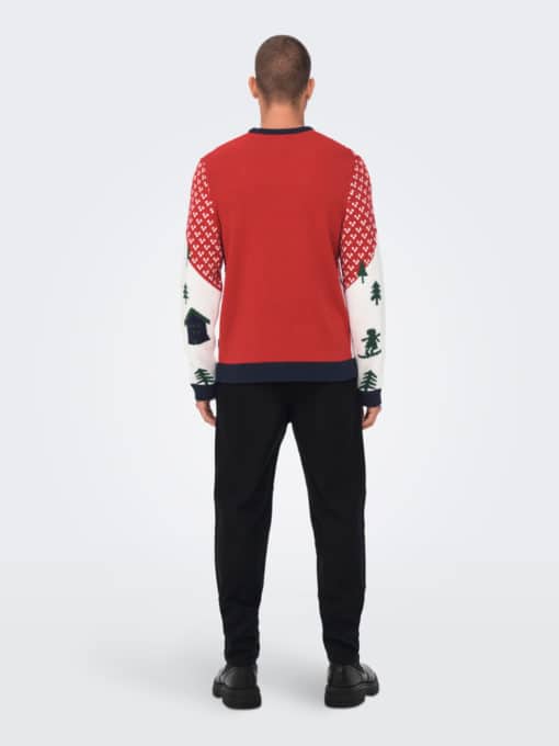 Only & Sons Xmas Landscape Knit Pompeian Red
