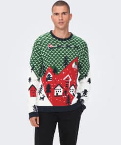 Only & Sons Xmas Landscape Knit Green